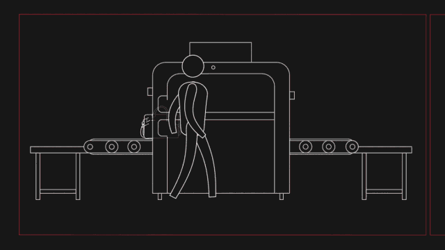 人過安檢門，物過安檢機